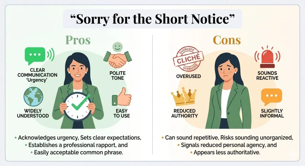 Pros and Cons of Using “Sorry for the Short Notice”